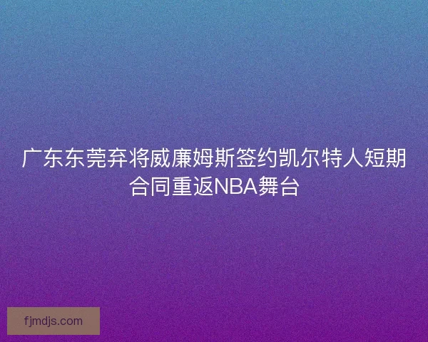 广东东莞弃将威廉姆斯签约凯尔特人短期合同重返NBA舞台